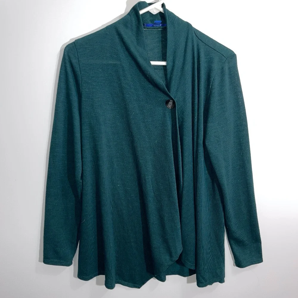 Apt. 9 Hunter Green Off Center Button Cardigan Top Size‎ Small